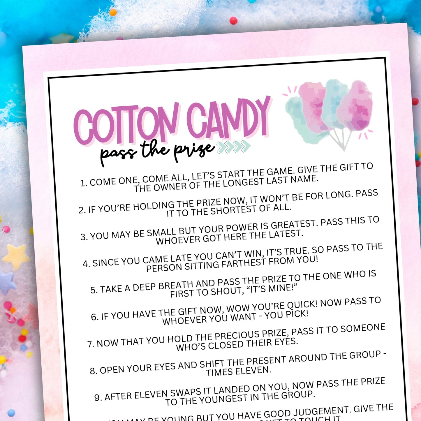Are you seeking a fun and engaging activity to play with your friends or group members at your next special event? Whether you're throwing a birthday party, fundraiser, church gathering, or just want to have a little cute, friendly fun on a day off, this printable Pass the Prize game from Party Prints Press is just what you need!