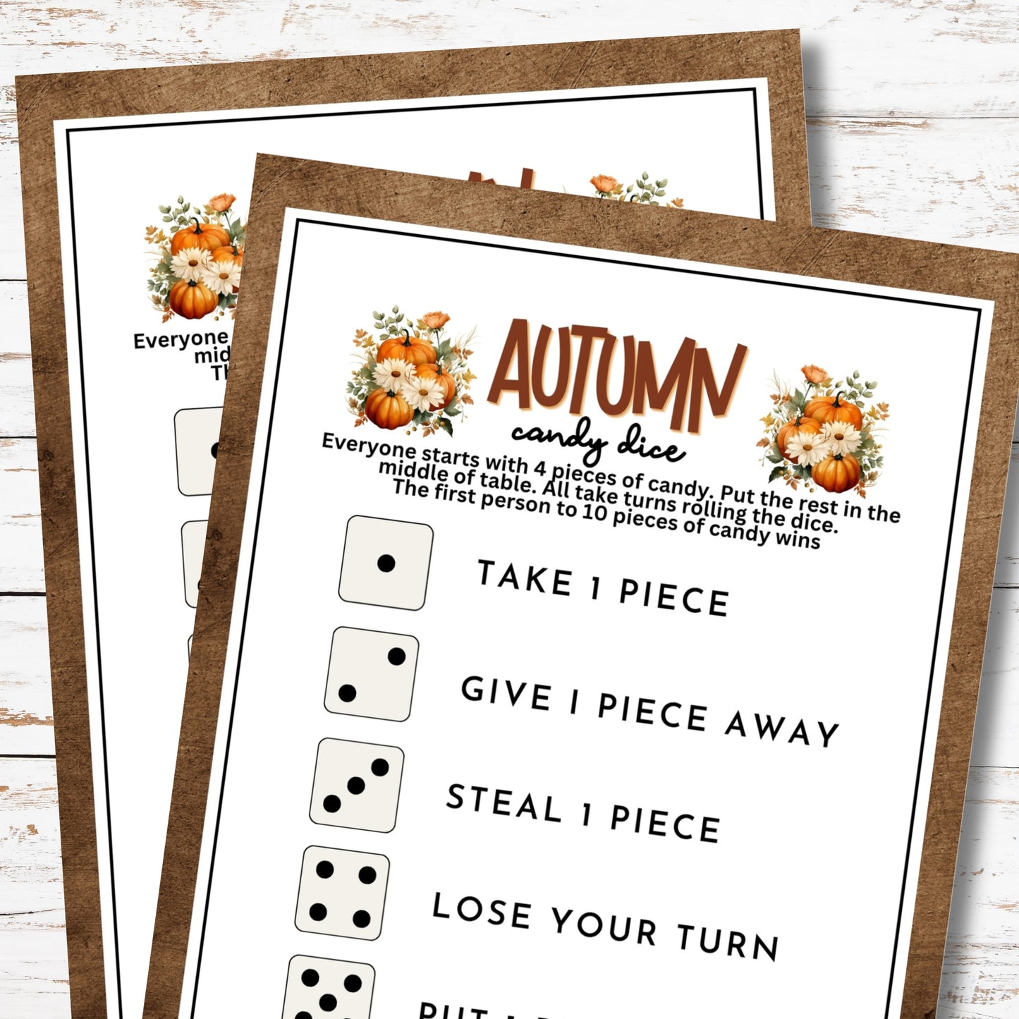 Fall Candy Dice Party Game