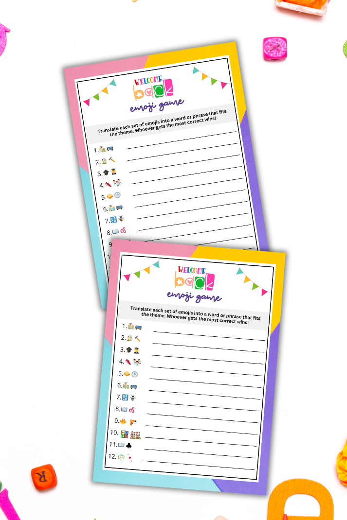 Back To School Emoji Picture Game - Are you seeking a fun and engaging activity to celebrate the beginning of a fresh new year with your students in class? Whether you've got young kids or older teens in your classroom (or even just a few teachers together celebrating a fresh new start), this super-cute photo matching game from Party Prints Press is just what you need! This game consists of a set of twelve emoji icons, eac