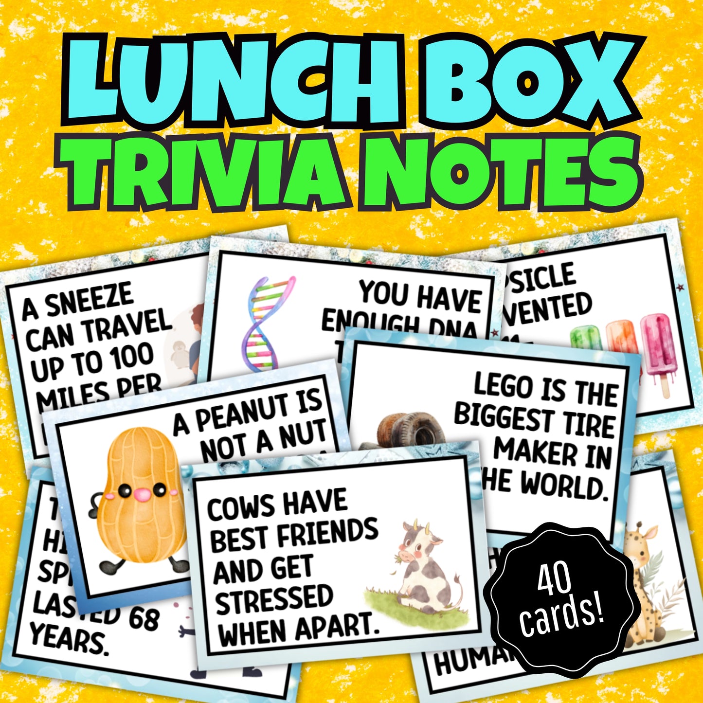 Lunch Box Trivia Cards For BOYS