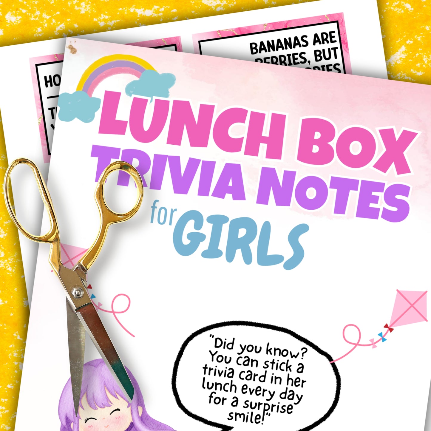 Lunch Box Trivia Cards For GIRLS