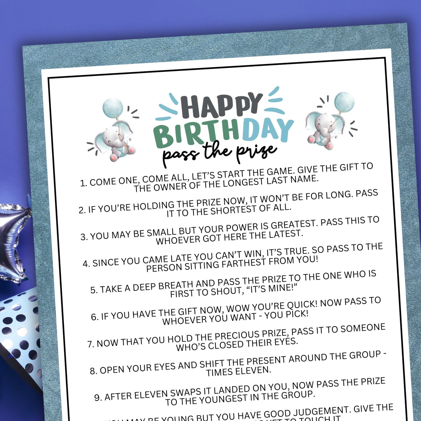 Looking for an exciting and engaging activity to keep the everyone entertained and engaged at your special boy's birthday celebration?  Whether you've got kids, teens, adults, and even seniors in your gathering or group, this fun Pass The Prize game from Party Prints Press is just what you need!