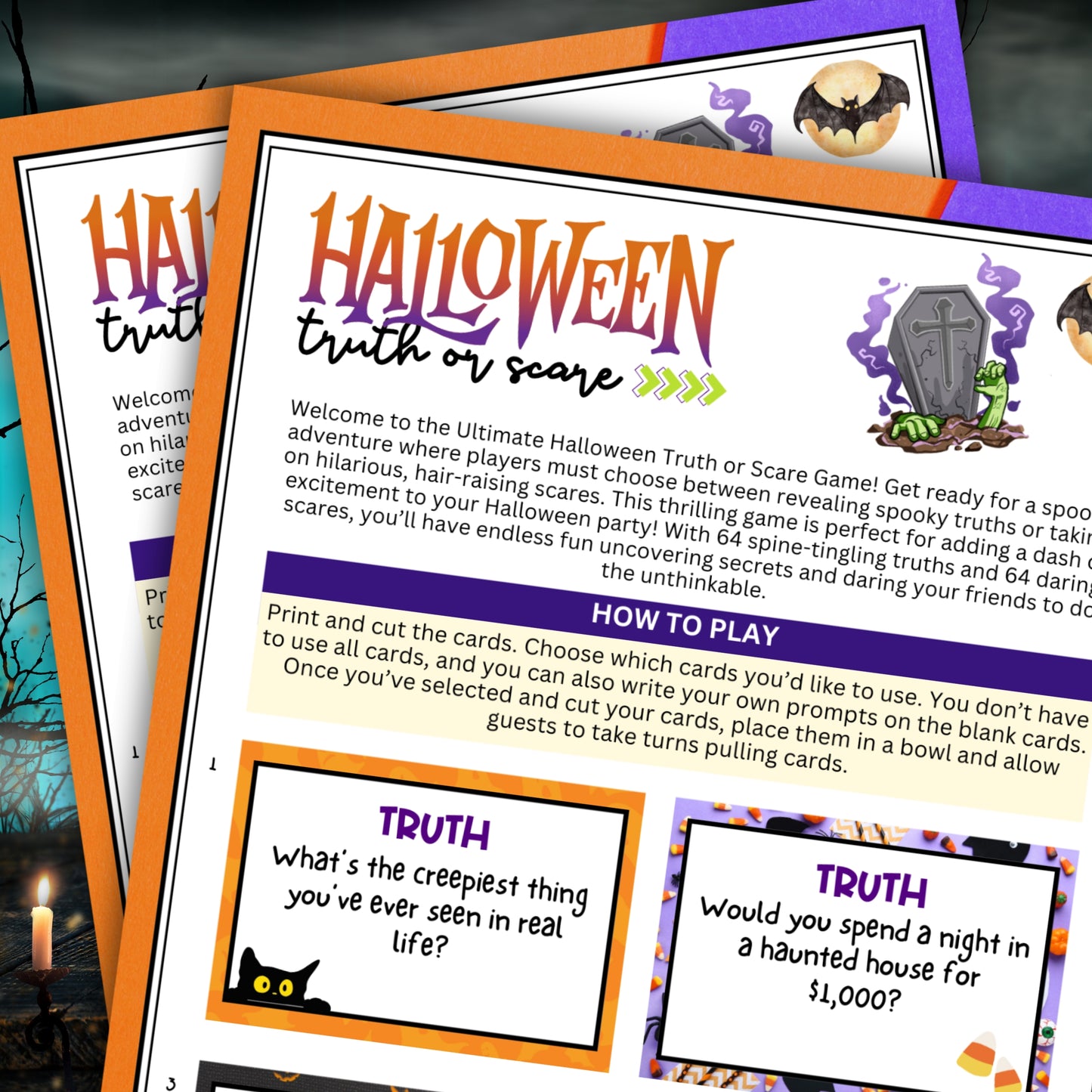 Halloween Truth Or Scare Card Game