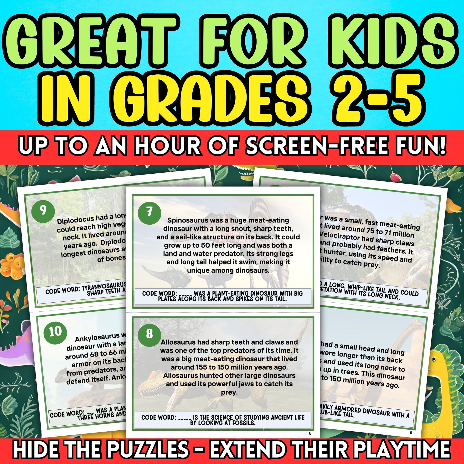 Are you looking for a fun and engaging activity for kids to learn about dinosaurs?  Embark on an exhilarating journey through the world of dinosaurs with this Dino Data Rescuers Quest, crafted with love for children aged 8 to 11!