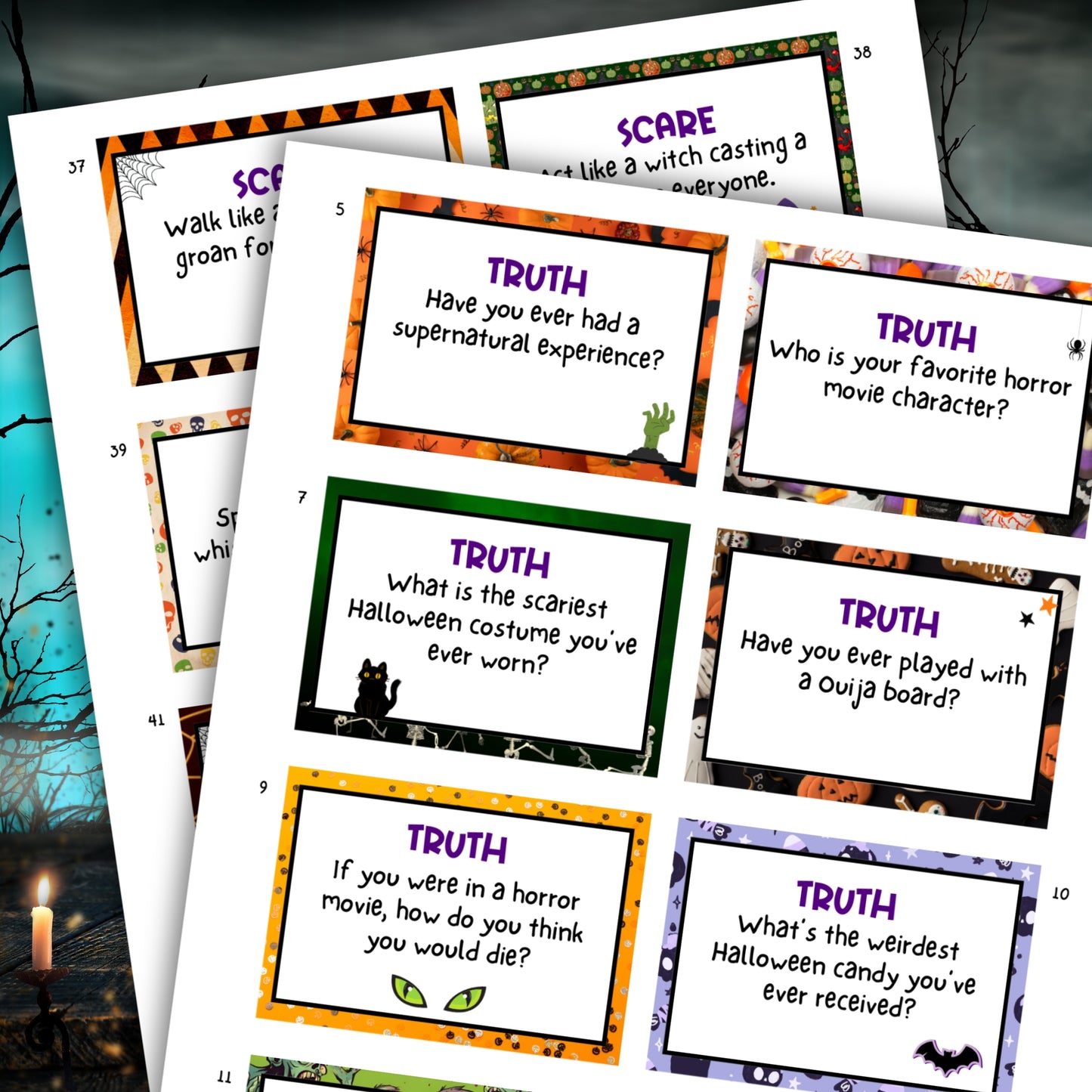 Halloween Truth Or Scare Card Game