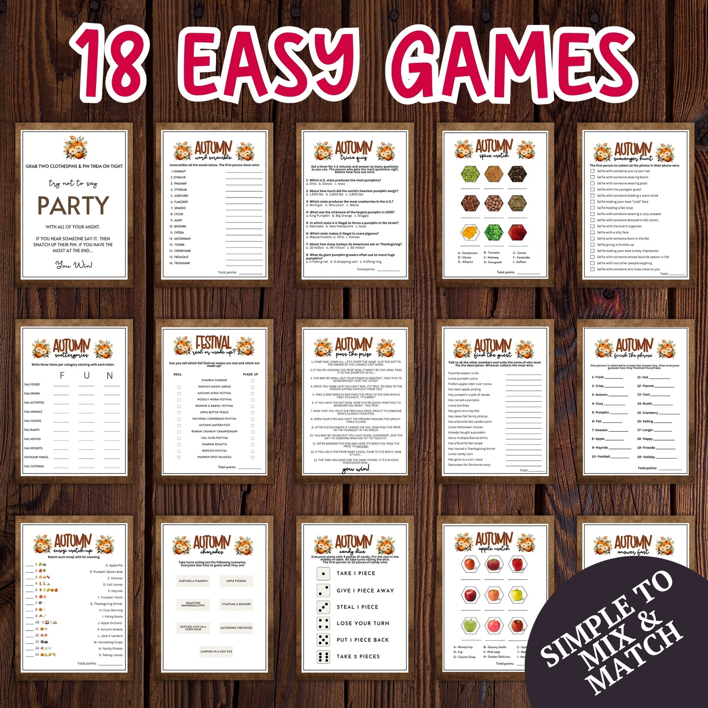 Fall Party Games MEGA Bundle