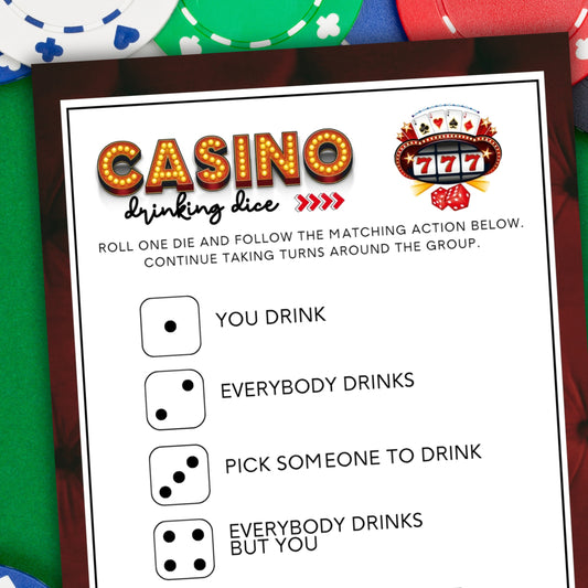 Casino Party Drinking Dice Game