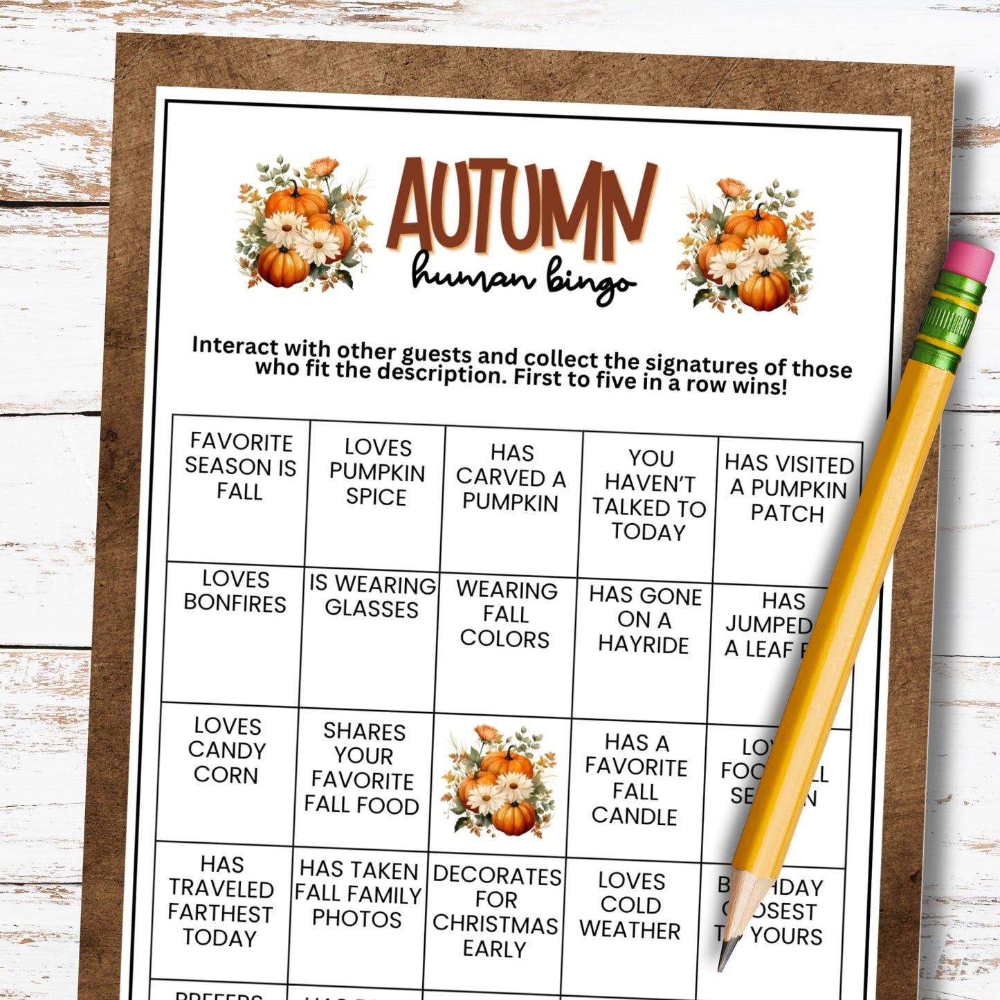 Fall Human Bingo Get To Know You Game