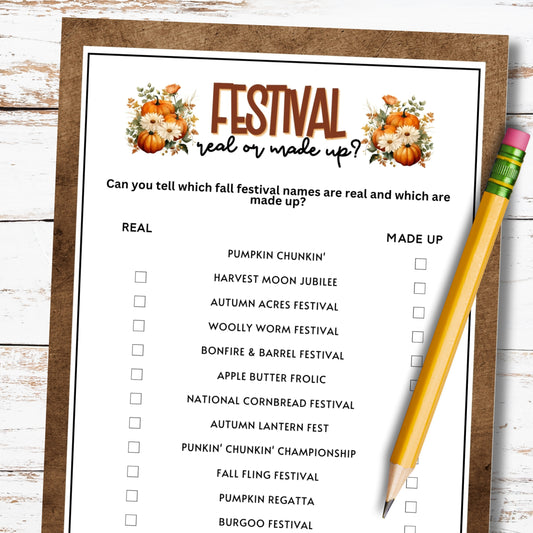 Fall Festival Real or Not Trivia Game