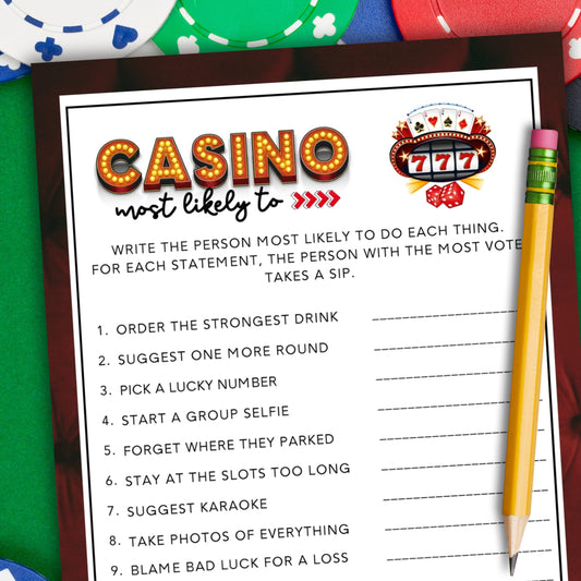Casino Party Drinking Game - Most Likely To