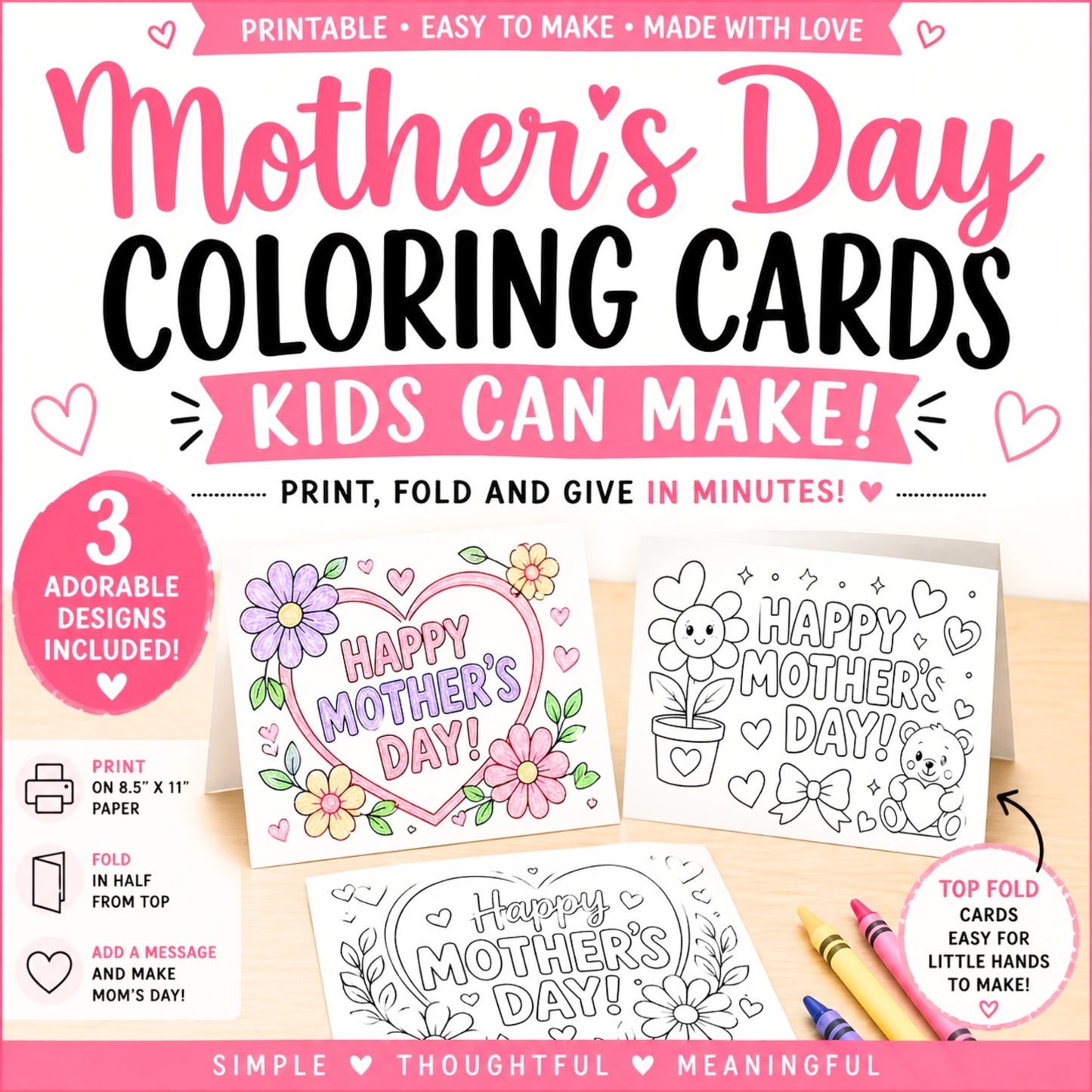 Mother's Day Coloring Cards Image