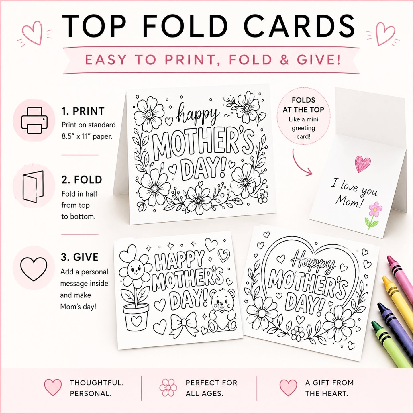Mother's Day Coloring Cards Infographic