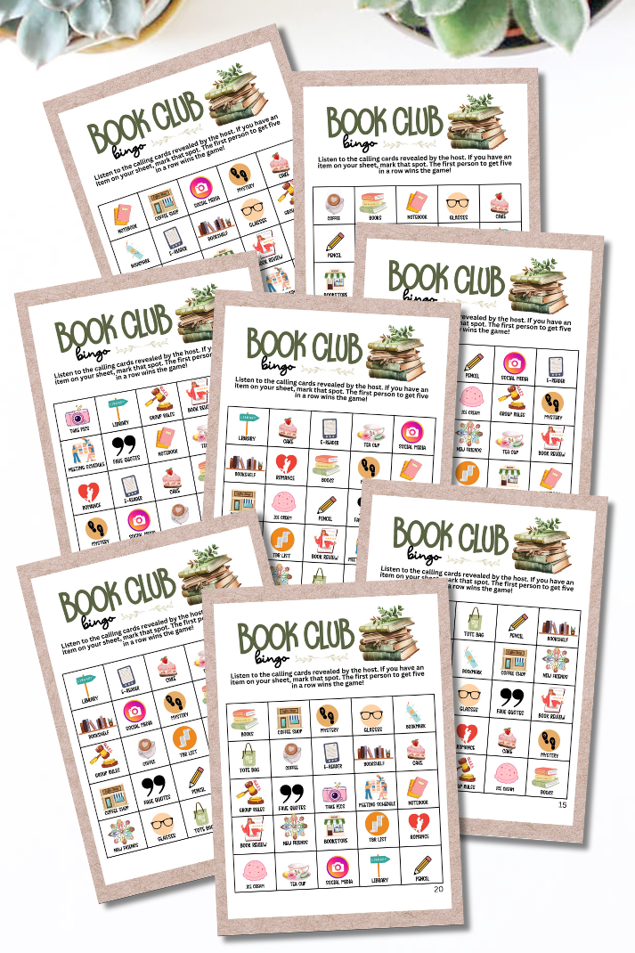 Book Club Bingo Cards For Meetings 