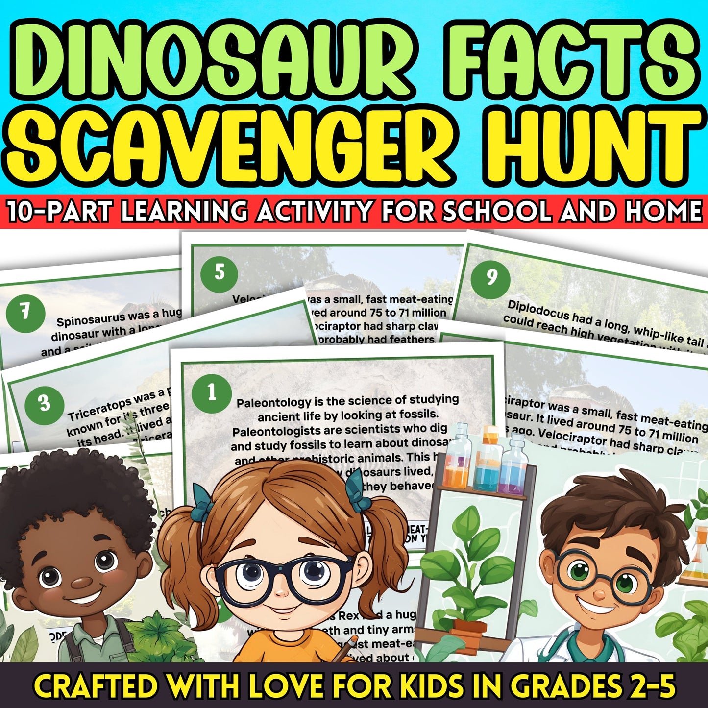 Are you looking for a fun and engaging activity for kids to learn about dinosaurs?  Embark on an exhilarating journey through the world of dinosaurs with this Dino Data Rescuers Quest, crafted with love for children aged 8 to 11!  This educational indoor activity is designed to ignite curiosity about different dinosaur species, making it perfect for classroom instruction and at-home learning.