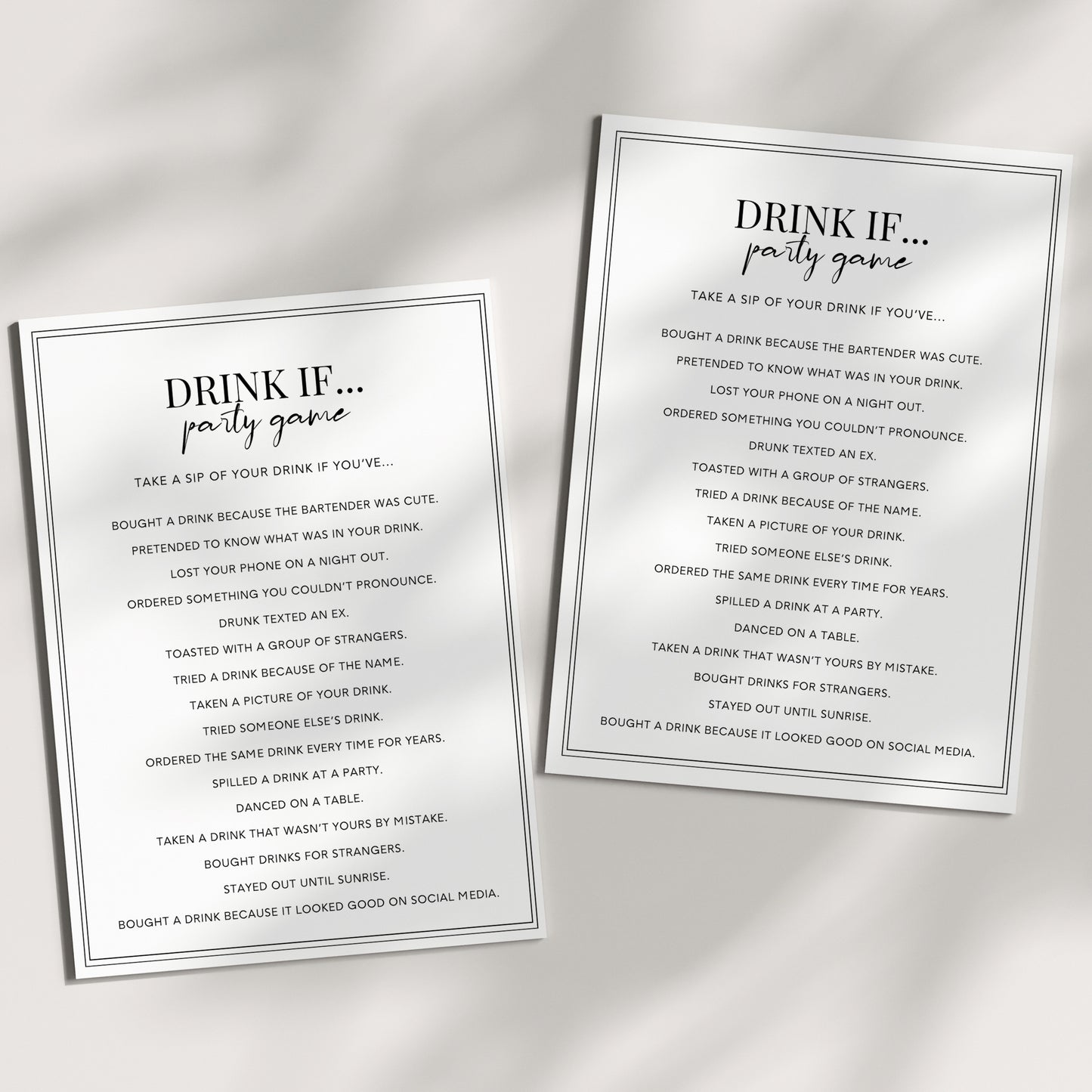Drinking Game For Adults - Drink If