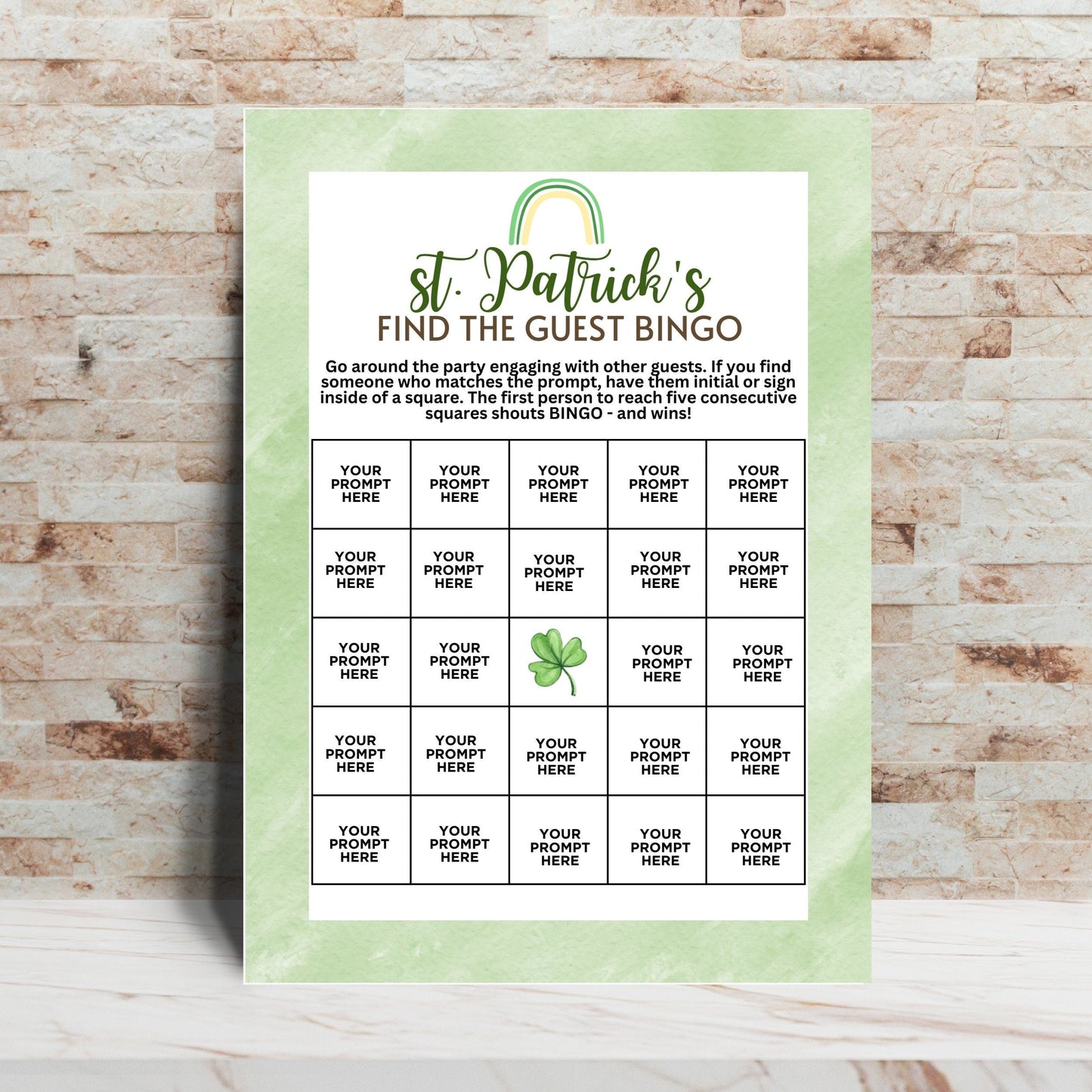 Editable St. Patrick's Day Find The Guest BINGO