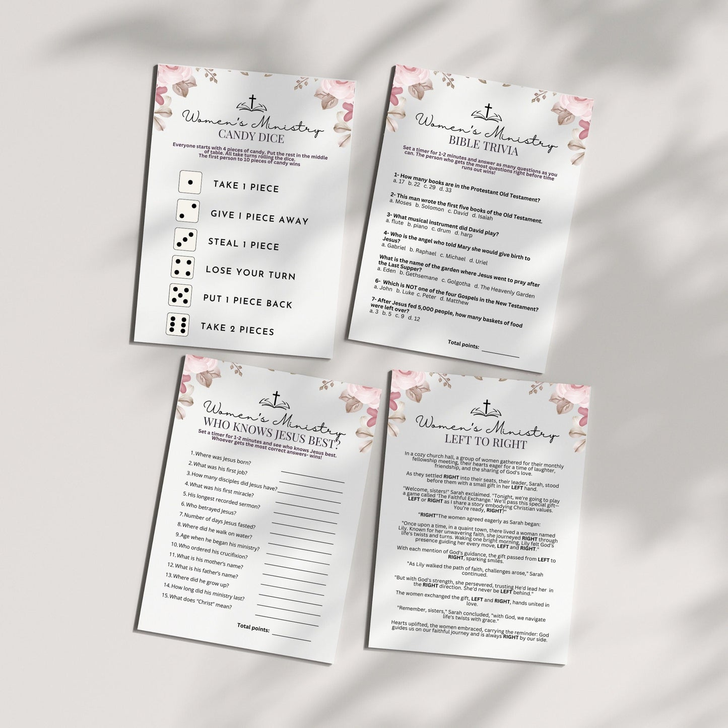 minimalist elegant womens ministry games
