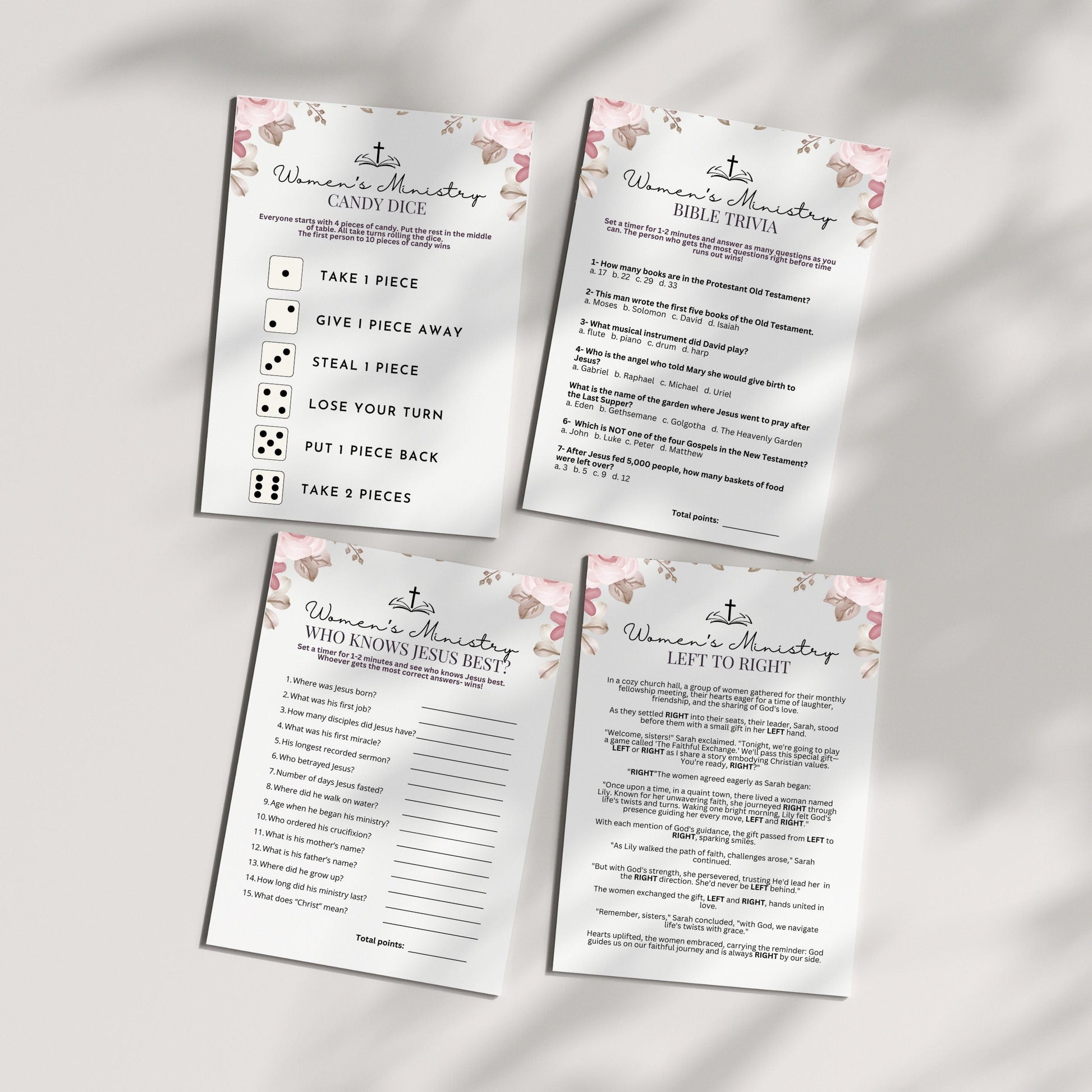 minimalist elegant womens ministry games