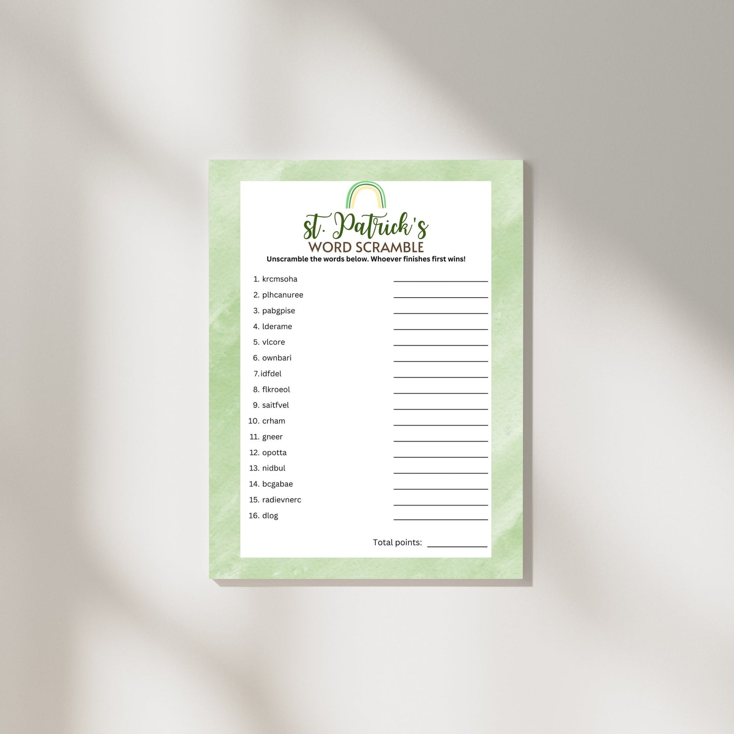 St. Patrick's Word Scramble