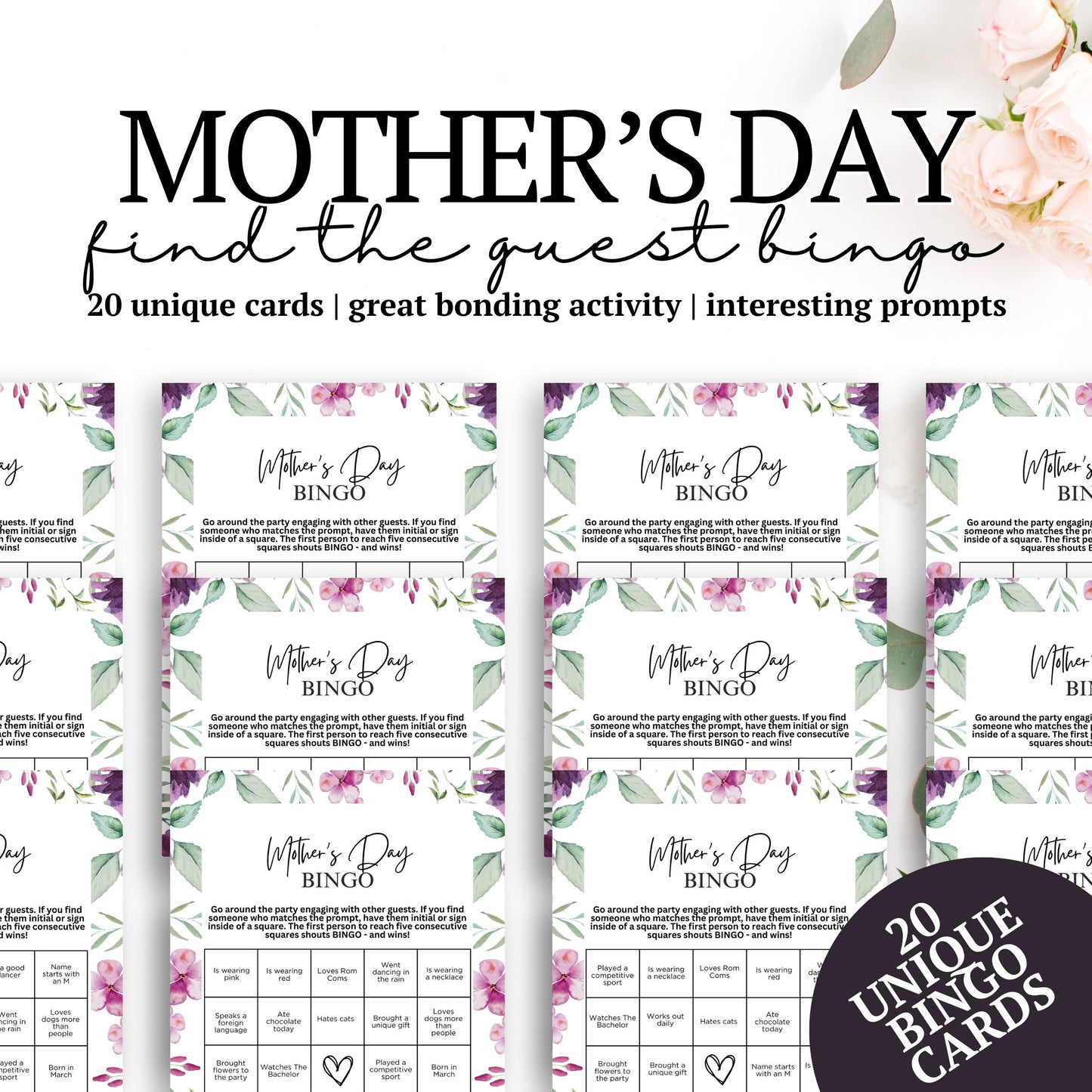 Mother's Day Find The Guest BINGO
