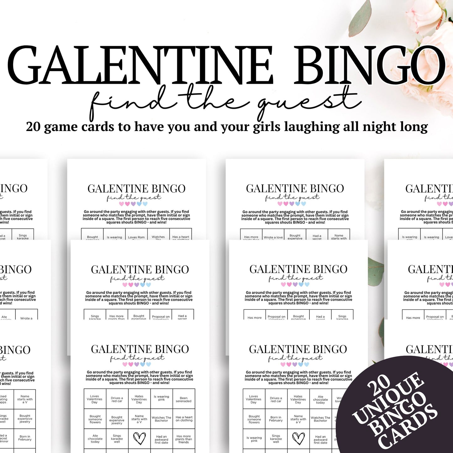 Galentine's Find The Guest BINGO