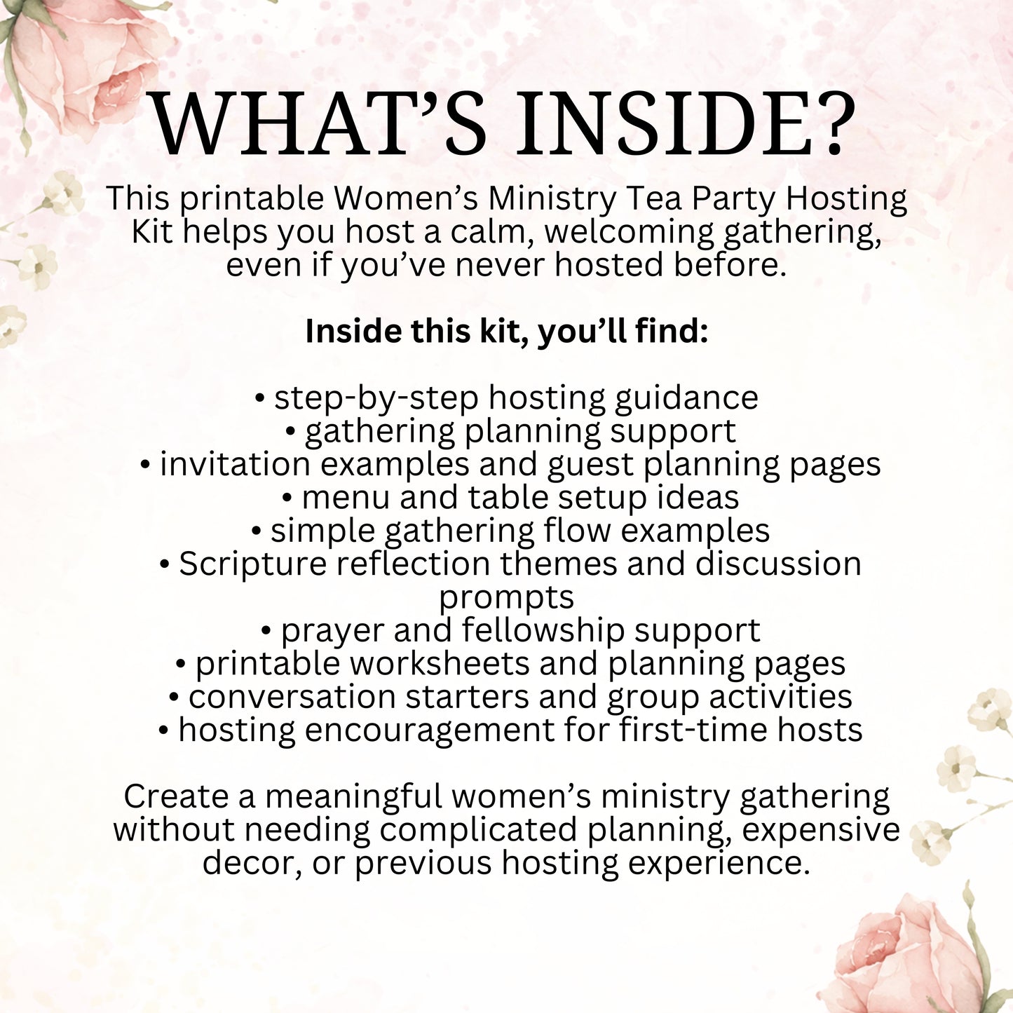 what's inside the women's ministry tea party hosting kit